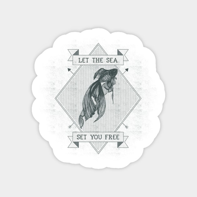 Let the Sea Set you Free Fly Fishing Gone Fishing Beach Fishing Sticker by TV Dinners